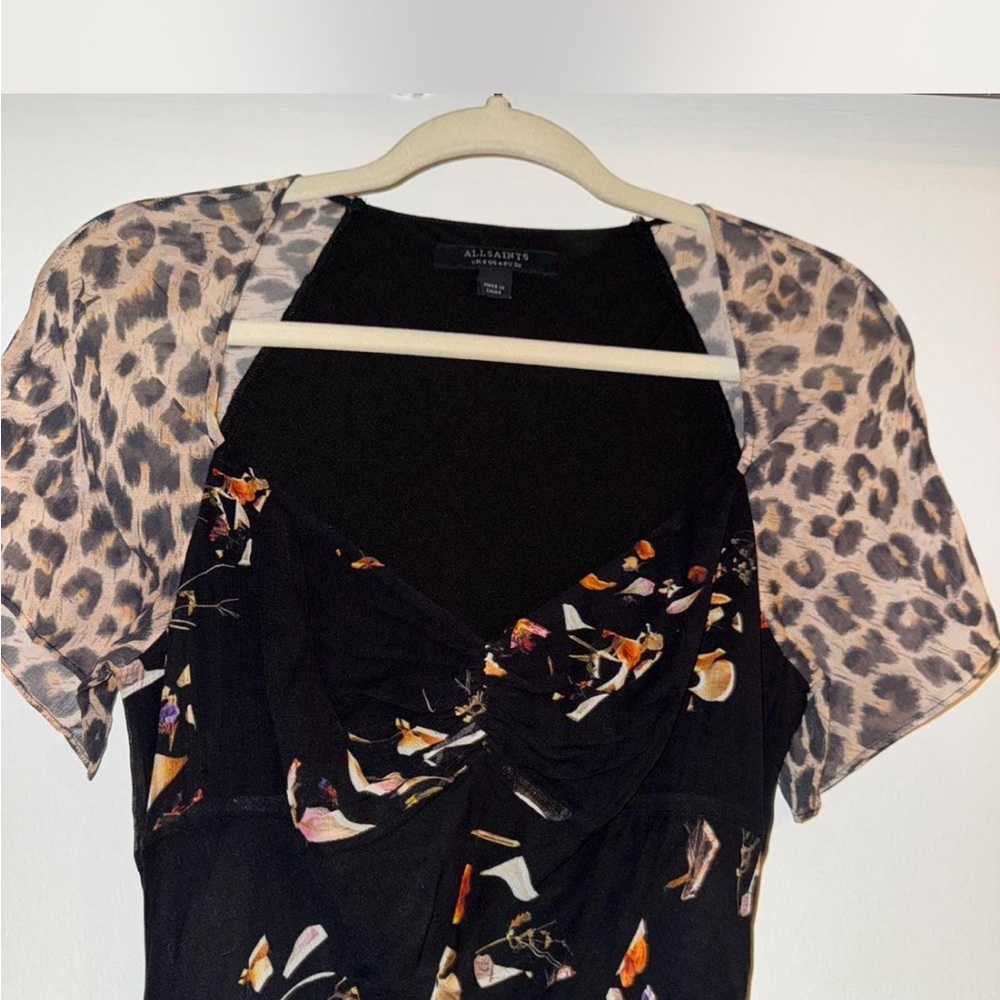 All Saints Black and Brown Maxi Dress - Picture 3 of 8